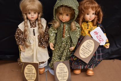 (3) ANRI SARAH KAY WOOD DOLLS