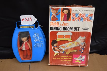 JAN POCKETBOOK DOLL & HEIDI & JAN DINING ROOM SET