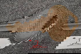 RUSSWIN KEY SIGN: RUSSWIN BRASS "KEY" FIGURAL SIGN -MEASURES 8 1/2" H X 4 1/4" W