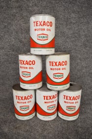 (6) TEXACO OIL CANS