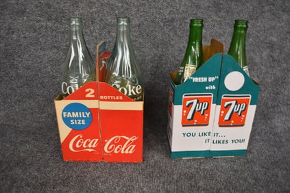 (2) VINTAGE BOTTLE CARRIERS