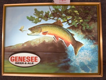 GENESEE BEER AND ALE SHADOW BOX LIGHT UP BROOK TROUT SIGN