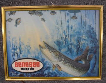 GENESEE BEER AND ALE SHADOW BOX LIGHT UP SIGN NORTHERN PIKE