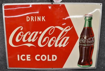 "DRINK COCA COLA ICE COLD" METAL SIGN