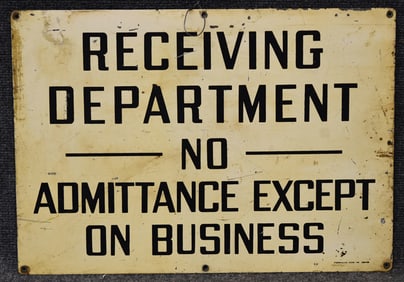 RECEIVING DEPARTMENT STEE SIGN