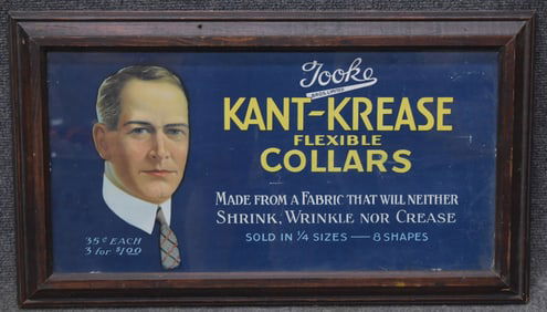 FRAMED TOOKE BROS LTD "KANT - KREASE" FLEXIBLE COLLARS PAPER ADVERTISING