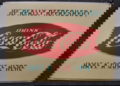 COCA COLA FISHTAIL HANGING DOUBLE SIDED SIGN