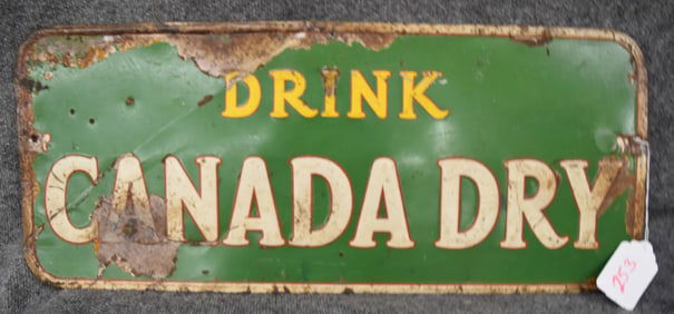 DRINK CANADA DRY SINGLE SIDED TIN SIGN