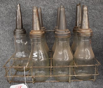 OIL BOTTLE RACK W/BOTTLES