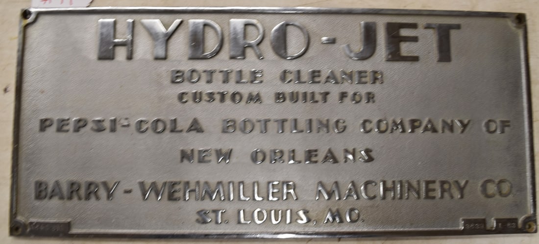 HYDRO-JET PLAQUE: BRONZE CHROMED PLAQUE HYDRO-JET FROM THE PEPSI-COLA COMPANY DATED 1963