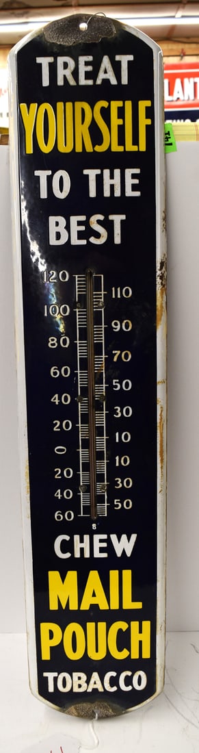 MAIL POUCH THERMOMETER: MAIL POUCH TOBACCO PORCELAIN THERMOMETER