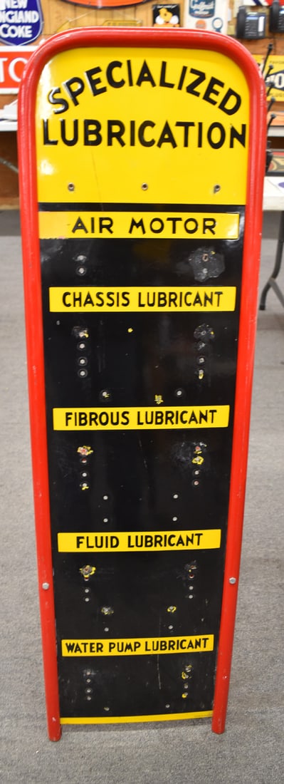 AMELITE GREASE GUN RACK: SPECIALIZED LUBRICATION FOLDING AMELITE GREASE GUN RACK SIGN PART IS PORCELAIN