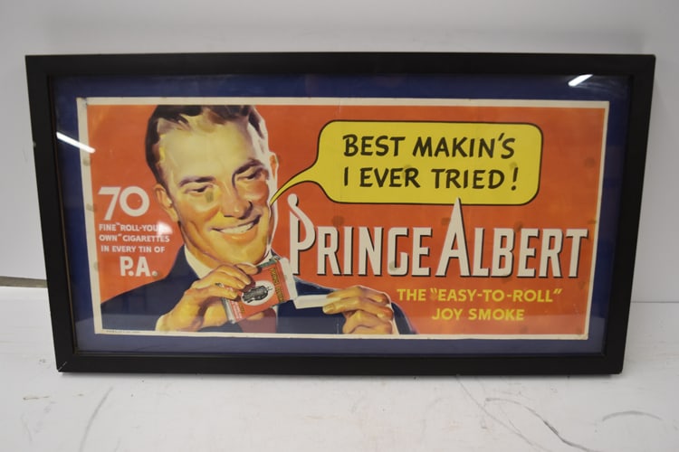 PRINCE ALBERT ITEM: FRAMED PAPER PRINCE ALBERT ADVERTISING - DATED 1935