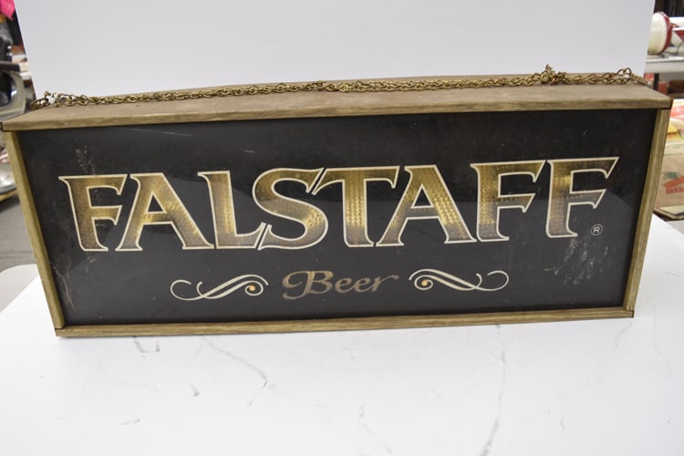 FALSTAFF HANGING SIGN: FALSTAFF HANGING SIGN - METAL CASE W/PLASTIC SIGN