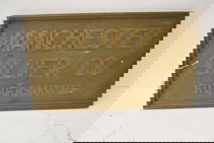 MANCHESTER SILVER CO. SILVERSMITHS BRASS PLAQUE