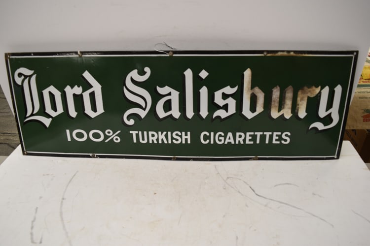 LORD SALISBURY CIGARETTES PORCELAIN SIGN: LORD SALISBURY CIGARETTES PORCELAIN SIGN