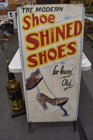 THE MODERN SHOE SHINED SHOES WOOD SIGN