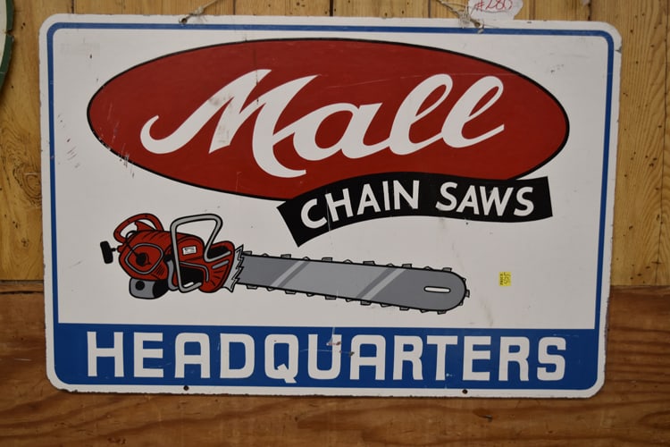 MALL CHAIN SAWS HEADQUARTERS STEEL SIGN (1 of 1)