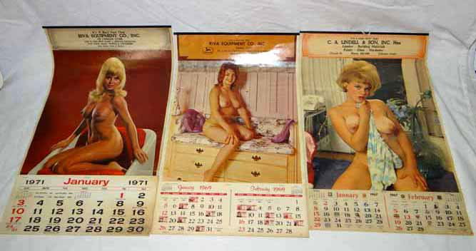 (3) Pin Up Girl Calendars: (3) Pin Up Girl Calendars - 1967, 1969 & 1971