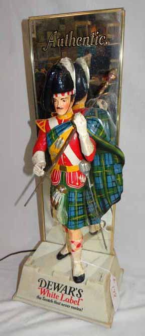 Dewar's Display: Dewar's Liquor Display with Scottish Man - Made of Plastic & Composition - 26"H x 10"W x 7" D