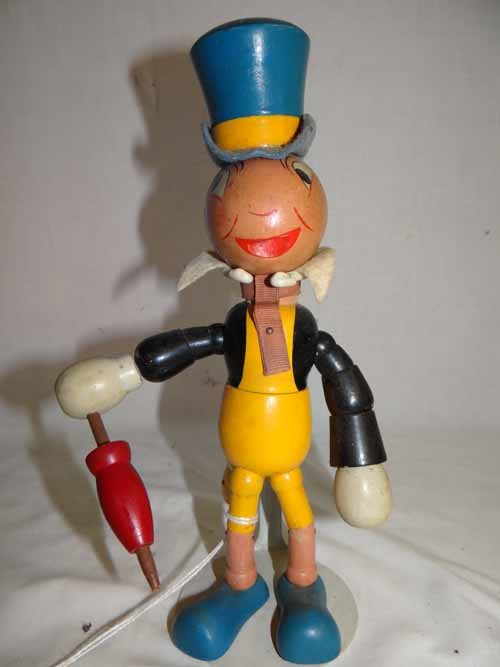 "Jiminy Cricket" Figure: Wooden Jointed "Jiminy Cricket" Figure - Made by Ideal Novelty & Toy Co. - 9"H