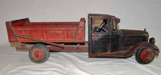 Buddy L Dump Truck: Buddy L Pressed Steel Dump Truck - 24"L x 7" W x 7 1/2" H