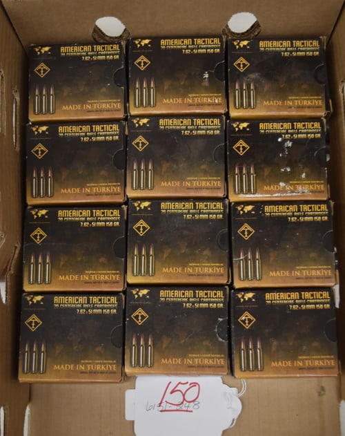 AMERICAN TACTICAL AMMO: (12) BOXES OF AMERICAN TACTICAL 220 ROUND OF 7.62 X 51 MM 150 GRAIN CARTRIDGES