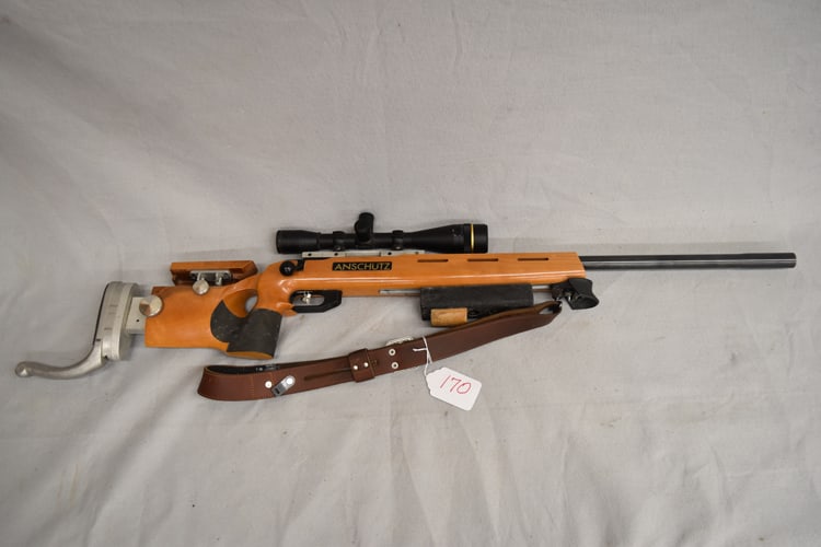 ANSCHUTZ TARGET RIFLE: ANSCHUTZ MODEL 1913 BOLT ACTION SINGLE SHOT .22 CALIBER TARGET RIFLE SERIAL # 3103550DE HAS 26" TARGET BARREL, LEOPOLD 25 POWER SCOPE, WILL SHOOT INDOOR TARGETS DOWN TO 50' AND OUTDOORS TO 1000 YARDS 