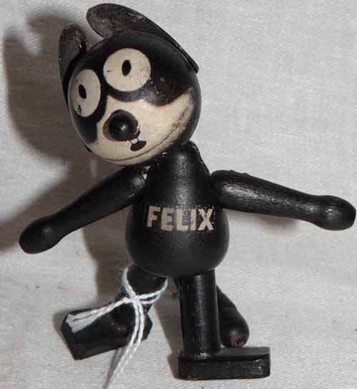 Felix The Cat: 1925 Wooden Jointed Felix The Cat, PAT'D Sullivan June 1925, 4"H