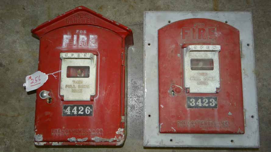 (2) Fire Call Boxes: (2) wall mount aluminum fire call Boxesone is 17"h x 6"d x 12"w other is built in 13" w x 7" d x 17"h