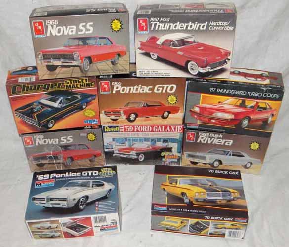 (10) Model Cars: (10) Model Cars In Original Boxes, Never Been Opened, To Inc: (5) Ertyl (57 Thunderbird, 66 Nova SS, 65 Pontiac GTO, 65 Rivera, 66 Nova SS, (3) Monogram (70 Buick GST, 69 GTO, 87 Thunderbird Turbo Cou