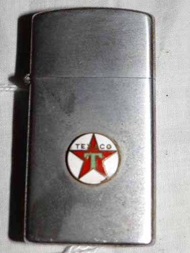 Texaco Lighter: Small Texaco Idealine Lighter, Sparks, 2 1/4"