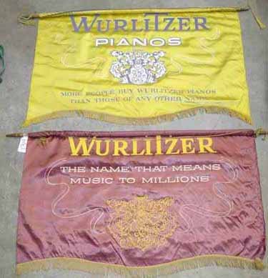 (2) Wurlitzer Piano Advert. Banners: (2) Wurlitzer Advert. Banners-Both Are 48"L x 24"H
