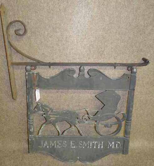 Doctor's Sign: James E. Smith, MD Iron Sign w/Hanger- 32"H x 26 1/2"W