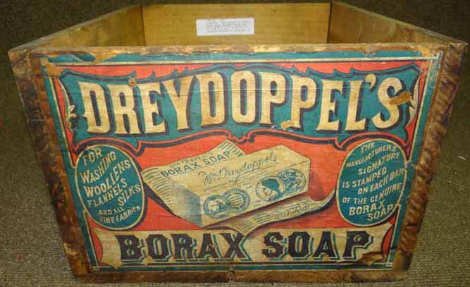 Borax Soap Adver. Box: Wooden DreyDoppel's Borax Soap Adver. Box