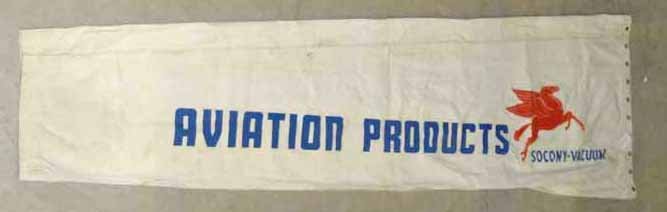 Socony Aviation Wind Sock: Canvas Socony-Vacuum Aviation Products Wind Sock