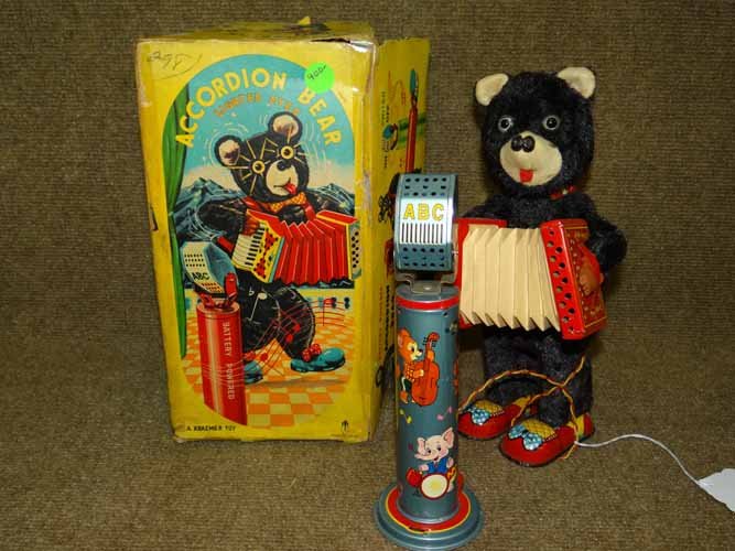 Accordian Bear: Battery Powered "Accordian Bear" by A Kraemer Toy in Orig Box