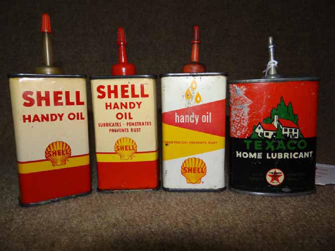 (4) Handy Oiler cans: (4) Handy Oiler cans to inc: Shell & Texaco
