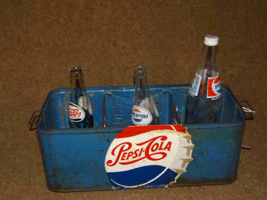 Tin Drink Pepsi Cola Bottle Carrying Rack w/ can opener (1 of 2)