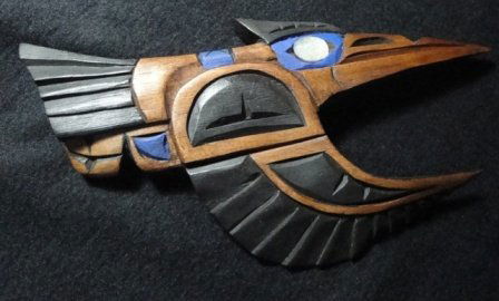 Northwest Coast native Hummingbird: Northwest Coast native Hummingbird; 9" red cedar, abalone & painted. artist George Nookamus msrp 300