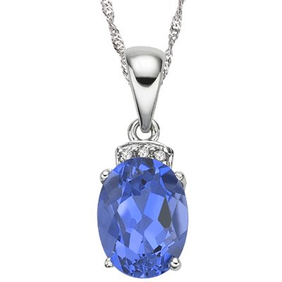 1.43 ct Tanzanite & Diamond Pendant: 10k solid white gold 0.59 grams..genuine tanzanite oval cut 1.43 ct; white diamonds 3 in count 0.01 ct SI1/SI2 - G/1; MSRP 1500