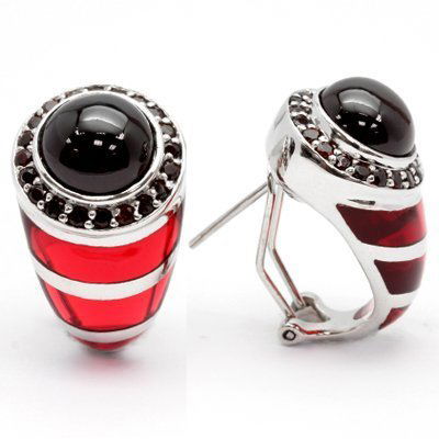 7.75 Ct. Persian Red Garnet & Murono Glass Ear Rings: Heavy 0.925 sterling silver w/ platinum...17.85 grams; 7.75 ct Persian Red Garnet... center garnet...quantity 2...5.75 cts; side stones...40 in count...2cts; IMPORTED MURANO GLASS (ITALY);... msrp 220