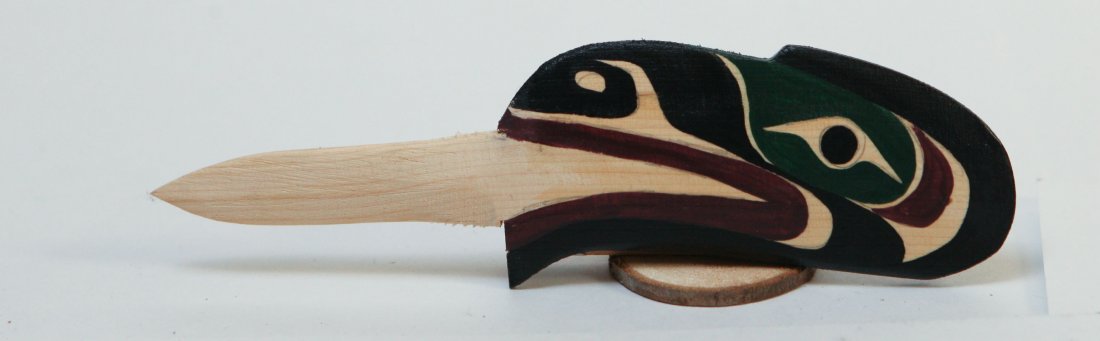Letter opener: 8.5" yellow cedar by first nation artist Cecil Dawson