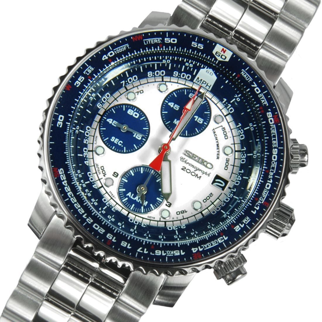 Seiko Flightmaster Pilot Alarm Watch: 100% AUTHENTIC AND BRAND NEW SEIKO MEN WATCH, FLIGHTMASTER PILOT SERIES, SEIKO JAPAN 7T62-0EB0 MOVEMENT, SEIKO BI-DIRECTIONAL E6B PILOT SLIDE RULER, ALARM, CHRONOGRAPH, HARDLEX CRYSTAL, CALENDAR, ORIG