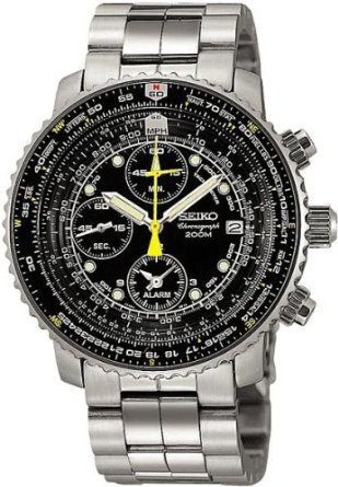 Seiko Flightmaster Pilot Alarm Watch: 100% AUTHENTIC AND BRAND NEW SEIKO MENS WATCH, FLIGHTMASTER PILOT SERIES, SEIKO JAPAN 7T62-0EB0 MOVEMENT, SEIKO BI-DIRECTIONAL E6B PILOT SLIDE RULER, ALARM, CHRONOGRAPH, HARDLEX CRYSTAL, CALENDAR, SEI