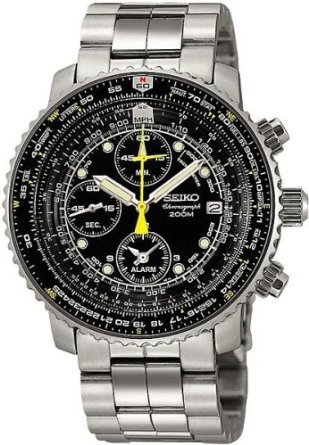 Seiko Flightmaster Pilot Alarm Watch: 100% AUTHENTIC AND BRAND NEW SEIKO MENS WATCH, FLIGHTMASTER PILOT SERIES, SEIKO JAPAN 7T62-0EB0 MOVEMENT, SEIKO BI-DIRECTIONAL E6B PILOT SLIDE RULER, ALARM, CHRONOGRAPH, HARDLEX CRYSTAL, CALENDAR, SEI