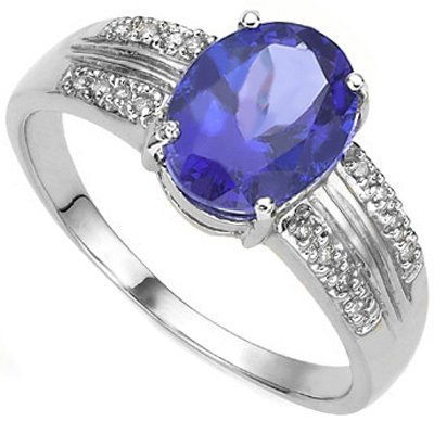 Genuine Tanzanite 2.00 Ct & Diamond Solid Gold Ring: Beautiful 2.00 CARAT TANZANITE & 16 PCS WHITE DIAMONDS ; ring size 7,10k solid white gold 2.08gm. 16 genuine diamonds SI1-SI2 / G-I COLOR; GENUINE TANZANITE 2 ct oval cut; light egyptian blue color; m