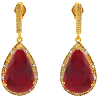 Natural Ruby & Diamond 10.55 carats Earrings: PLATINUM OVER 0.925 STERLING SILVER...3.73 grams; GENUINE DIAMOND.....Quantity:16....Cut:ROUND CUT....Carat:0.093....Clarity:SI1-I2....Color:G-I.....GENUINE RUBY.....Quantity:2.....Cut:PEAR CUT.....Ca