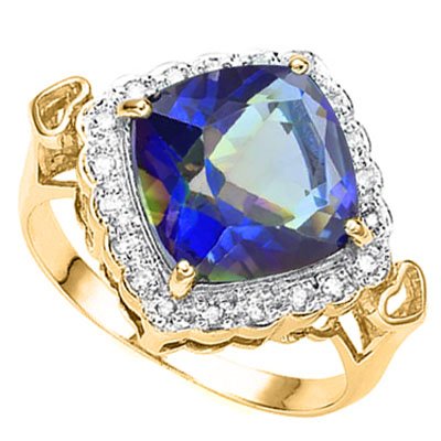 Natural Ocean Mystic & Diamond Ring 4.15 carats (1 of 2)
