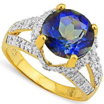 Natural Ocean Mystic & Diamond Ring 3.71 carats (1 of 1)